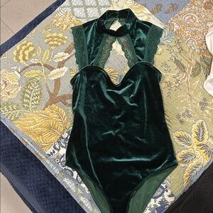 Elegant Green Velvet Bodysuit